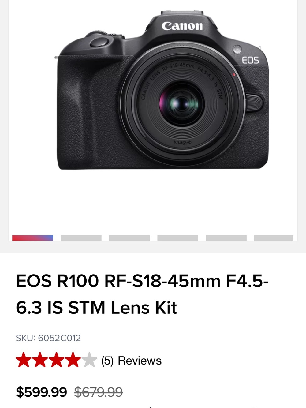 EOS R100 RF-S18-45mm F4.5-6.3 IS STM Lens Kit BNIB